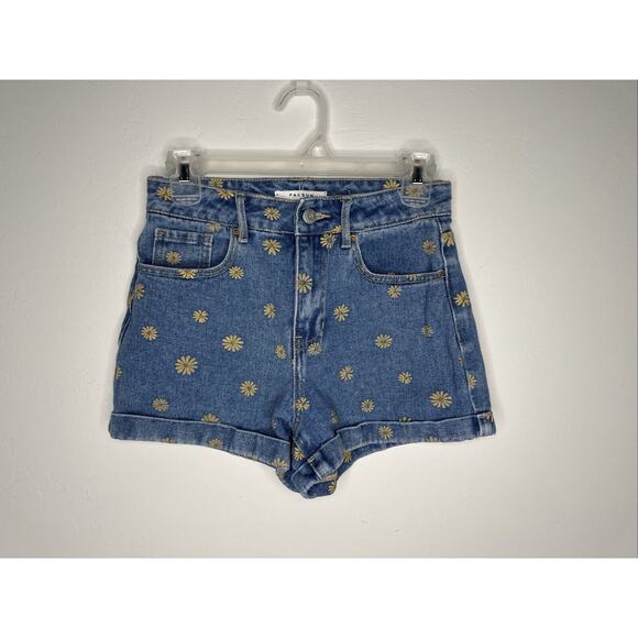 Pacsun‎ Women’s Flower Print Denim Mom Fit Jean Shorts Size 25 - Picture 1 of 2